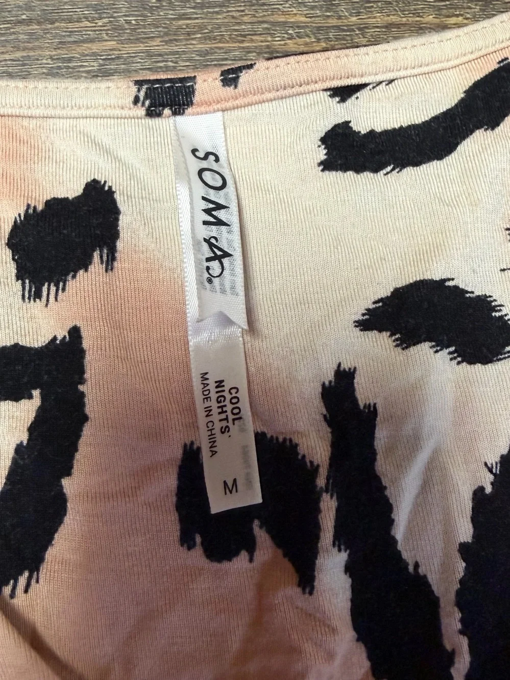 Soma Nightgown My Wildest Dreams Medium Cream Black Peach Animal Soft Stretchy